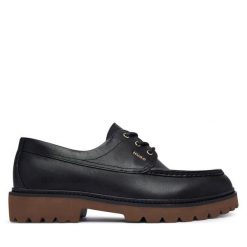 Półbuty HUGO. Czarne eleganckie półbuty Hugo, bez wzorów, bez obcasa, bez zapięcia. Za 764.99 zł.