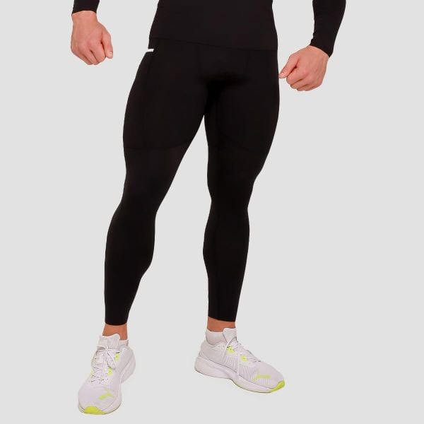 Legginsy męskie fitness kompresyjne High. Czarne legginsy długie sportowe GYMBEAM, m, bez wzorów, z elastanu, do biegania. Za 110.90 zł.