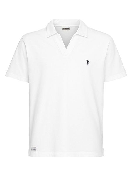 U.S. Polo Assn. Koszulka polo w kolorze białym rozmiar: L. Białe koszulki polo U.S. Polo Assn., l, bez wzorów, z bawełny, bez kołnierzyka, bez ramiączek. Za 142.51 zł.