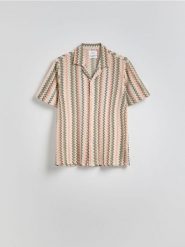Wzorzysta koszula regular fit - inny. Koszule Reserved, l, bez wzorów, z bawełny, bez kołnierzyka, bez ramiączek. W wyprzedaży za 79.99 zł.