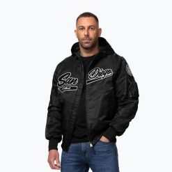 Kurtka męska Pitbull Aero Flight Hooded. Czarne kurtki PITBULL, l, bez wzorów, z materiału, bez kaptura. Za 379.99 zł.