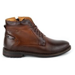 Joker Buty męskie zimowe 705J brązowe. Brązowe botki sznurowane na zimę, bez wzorów, z materiału, bez obcasa, bez zapięcia. Za 453.66 zł.