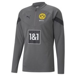 Bluza treningowa 1/4 zip Borussia Dortmund 2022/23. Szare bluzy Puma, s, bez wzorów, bez kaptura. W wyprzedaży za 240.80 zł.