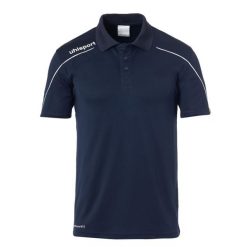 Polo Uhlsport Stream 22. Białe koszulki polo sportowe Uhlsport, bez wzorów, z materiału, bez kołnierzyka, bez ramiączek, na fitness i siłownię. Za 148.50 zł.
