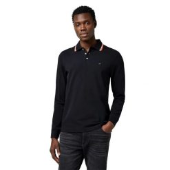 MESKA KOSZULKA POLO WRANGLER LS POLO SHIRT BLACK 112371505. Czarne koszulki polo Wrangler, xl, bez wzorów, bez kołnierzyka, bez ramiączek. Za 89.99 zł.