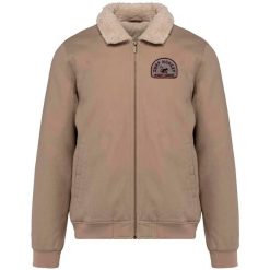 Męska Kurtka Trucker Sherpa / Kołnierz Odwracany / Bawełna Organiczna (Beżowy). Brązowe kurtki SURF MONKEY, m, bez wzorów, z bawełny, bez kaptura. Za 519.95 zł.