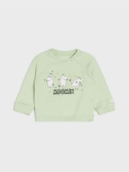 Bluza The Moomins - zielony. Zielone bluzy bez kaptura Sinsay, l, bez wzorów, bez kaptura. W wyprzedaży za 14.99 zł.