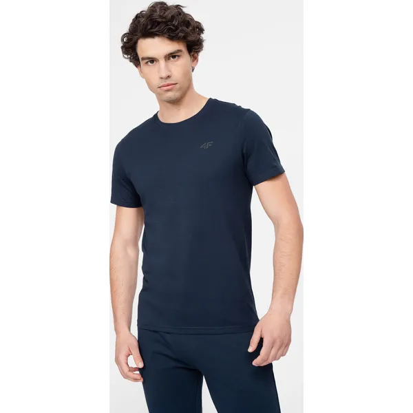 4F T-shirt regular gładki męski XS. Niebieskie t-shirty 4F, m, bez wzorów, z bawełny, bez kołnierzyka, bez ramiączek. Za 49.99 zł.