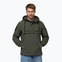 Kurtka męska Pitbull Meandro Kangaroo. Zielone kurtki PITBULL, m, bez wzorów, z materiału, bez kaptura. Za 329.99 zł.