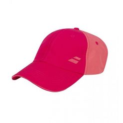 Czapka tenisowa juniorska Babolat BASIC LOGO - różowa. Czerwone czapki z daszkiem BABOLAT, bez wzorów, z tkaniny. Za 55.00 zł.