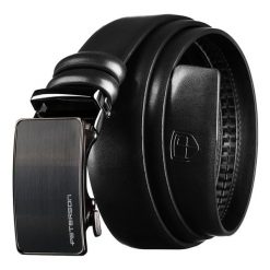 Pasek męski z automatyczną klamrą wykonany ze skóry naturalnej w czarnym kolorze Peterson PTN A019-AB-BLACK. Czarne paski Peterson, bez wzorów, ze skóry, eleganckie. Za 69.99 zł.