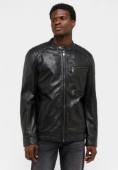 MUSTANG BIKER JACKET MĘSKA KURTKA SKÓRZANA SKÓRA ELEGANCKA NA ZAMEK MU-M242-157. Kurtki Mustang, l, bez wzorów, ze skóry, bez kaptura. Za 999.99 zł.