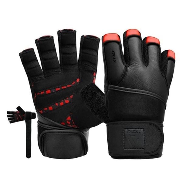 Rękawiczki RDX L4 Finger Weightlifting Leather. Czarne rękawiczki RDX SPORTS, bez wzorów. Za 99.99 zł.