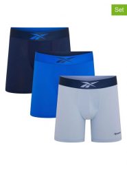 Reebok Bokserki (3 pary) "Rey" w kolorze niebieskim rozmiar: L. Niebieskie bokserki Reebok, l, bez wzorów. Za 70.74 zł.