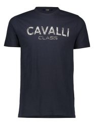 Cavalli CLASS Koszulka w kolorze granatowym rozmiar: XXL. Niebieskie bezrękawniki Cavalli Class, xxl, bez wzorów, z bawełny, bez kołnierzyka, bez ramiączek. Za 101.70 zł.