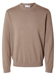 SELECTED HOMME Sweter w kolorze beżowym rozmiar: S. Brązowe swetry nierozpinane Selected Homme, s, bez wzorów, z bawełny, bez kołnierzyka, bez ramiączek. Za 116.95 zł.