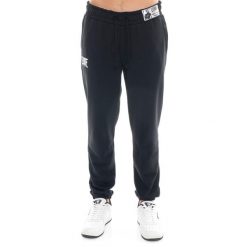 Spodnie dresowe Leone 1947 Apprel z gumką i sznurkiem. Idealne na co dzień. Czarne spodnie materiałowe LEONE 1947 APPAREL, na co dzień, bez wzorów, z bawełny, sportowe. W wyprzedaży za 112.15 zł.