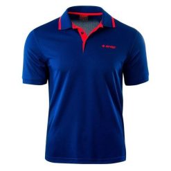 Męska Koszulka Polo Z Kontrastowym Panelem. Czerwone koszulki polo sportowe Hi-tec, m, bez wzorów, bez kołnierzyka, bez ramiączek, trekkingowe. Za 86.99 zł.