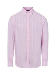 Polo Ralph Lauren Męska koszula lniana - Custom Fit Mężczyźni Modern Fit len różowy, M. Czerwone koszule Polo Ralph Lauren, m, bez wzorów, ze lnu, bez kołnierzyka, bez ramiączek. Za 859.95 zł.