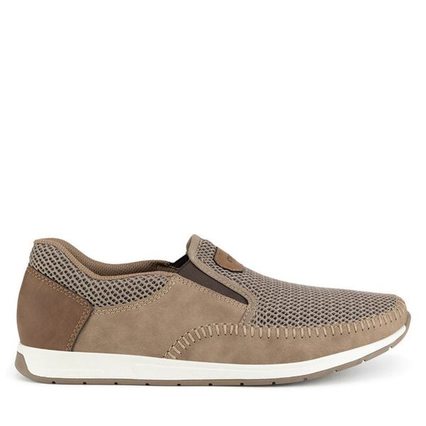 Półbuty Rieker. Brązowe eleganckie półbuty Rieker, bez wzorów, bez obcasa, bez zapięcia. Za 262.99 zł.