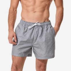 Spodenki surfingowe męskie Decathlon 100 15". Szare odzież kąpielowa Decathlon, l, bez wzorów, z materiału, sportowe. Za 49.99 zł.