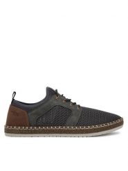 Rieker Półbuty B5252-45 Szary. Szare eleganckie półbuty Rieker, bez wzorów, z materiału, bez obcasa, bez zapięcia. Za 239.99 zł.