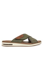Rieker Klapki 29083-52 Khaki. Brązowe klapki Rieker, z materiału. Za 299.99 zł.