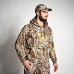 Bluza myśliwska Solognac 500 camo mokradła. Zielone bluzy z kapturem SOLOGNAC, m, bez wzorów, z polaru, z kapturem. Za 279.99 zł.