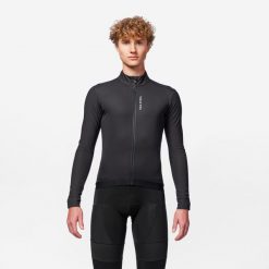 Kurtka rowerowa szosowa męska Van Rysel Racer 2 zimowa. Czarne kurtki VAN RYSEL, na zimę, m, bez wzorów, bez kaptura. Za 229.99 zł.