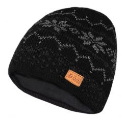 Czapka Zimowa, Czarna w Śnieżki, Ciepła, Podszyta Polarem, Męska -Pako Jeans. Czarne czapki zimowe Pako Jeans, bez wzorów, z jeansu. Za 45.00 zł.
