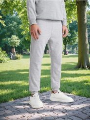 Spodnie dresowe slim jogger - szary. Szare joggery i bojówki Sinsay, l, bez wzorów, z dresówki. Za 29.99 zł.