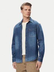 Tommy Jeans Koszula jeansowa DM0DM23390 Niebieski Regular Fit. Niebieskie koszule Tommy Jeans, m, bez wzorów, z bawełny, bez kołnierzyka, bez ramiączek. Za 369.99 zł.