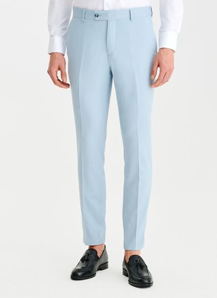 PAKO LORENTE - Błekitne spodnie ganiturowe. Niebieskie eleganckie spodnie Pako Lorente, na lato, m, z elastanu. Za 249.99 zł.