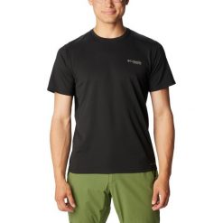 Koszulka sportowa męska Columbia Summit Valley Short Sleeve Crew z krótkim rękaw. Czarne t-shirty sportowe Columbia, bez wzorów, z poliesteru, bez ramiączek. Za 239.00 zł.