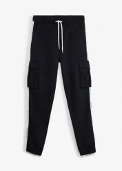 Spodnie sportowe z czystej bawełny organicznej. Czarne spodnie treningowe długie bonprix, m, bez wzorów, z bawełny. Za 129.99 zł.