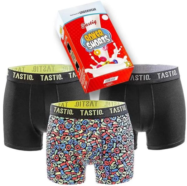 Bokserki Tastiq Kellogs 3-pak w pudełku upominkowym w kolorze czarnym. Czarne bokserki Attiq, m, bez wzorów, z bawełny. Za 131.99 zł.