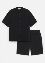 Szorty z muślinu i koszula (komplet 2-cz.). Czarne koszule bonprix, m, bez wzorów, bez kołnierzyka, bez ramiączek. Za 127.99 zł.