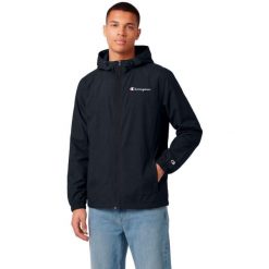 Kurtka męska Champion Windbreaker. Czarne kurtki Champion, m, bez wzorów, z materiału. Za 148.99 zł.