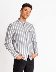 LEE SLIM BUTTON DOWN MĘSKA KOSZULA W PASKI BLACK L66XRG01 112116799. Czarne koszule Lee, l, bez wzorów, bez kołnierzyka, bez ramiączek. Za 129.99 zł.