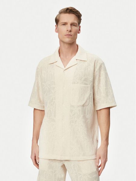 Guess Koszula F6GP05 KG362 Kremowy Regular Fit. Białe koszule Guess, m, z aplikacjami, z bawełny, bez kołnierzyka, bez ramiączek. Za 299.99 zł.