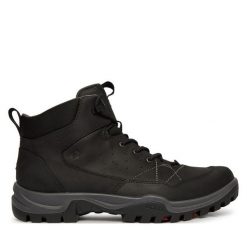 Trekkingi ECCO. Czarne botki sznurowane ecco, bez wzorów, bez obcasa, bez zapięcia. Za 759.99 zł.