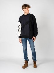 Nicolo Tonetto Bluza "Lien" | U41NTN1003 | Mężczyzna | Czarny, Biały, Granatowy. Białe bluzy Nicolo Tonetto, m, bez wzorów, z bawełny, bez kaptura. W wyprzedaży za 379.00 zł.