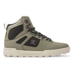 Buty męskie DC Pure High Top WR. Zielone buty sportowe casual DC Shoes, bez wzorów, bez zapięcia. Za 419.99 zł.