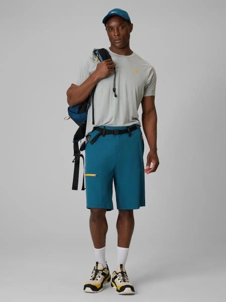 Spodenki treningowe szybkoschnące męskie 4F 4FRSS26TFSHM1680. Niebieskie krótkie spodenki sportowe 4F, l, bez wzorów, z elastanu. Za 114.99 zł.