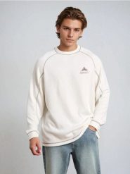 Prążkowana bluza crewneck - kremowy. Białe bluzy bez kaptura Sinsay, l, bez wzorów, prążkowane, bez kaptura. W wyprzedaży za 19.99 zł.