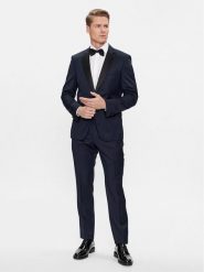 Boss Garnitur H-Huge-2Pcs-Tux-224 50493306 Granatowy Slim Fit. Niebieskie garnitury Boss, m, bez wzorów, z wełny. Za 3,299.00 zł.