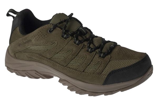 Buty trekkingowe męskie, Crestwood Waterproof. Zielone buty turystyczne Columbia, bez wzorów, z materiału, przed kostkę, bez zapięcia, trekkingowe. Za 339.99 zł.