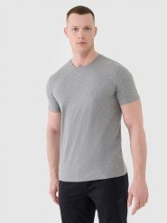 4F Koszulka treningowa szybkoschnąca męska - szara XL. Szare t-shirty 4F, m, bez wzorów, z dzianiny, bez kołnierzyka, bez ramiączek. Za 99.99 zł.