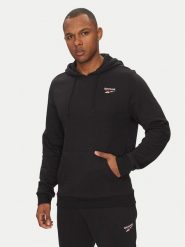 Reebok Bluza Identhlty Small Logo 100221784 Czarny Regular Fit. Czarne bluzy Reebok, l, bez wzorów, z bawełny, bez kaptura. Za 239.99 zł.