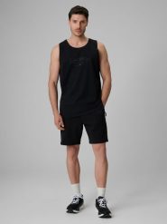Spodenki dresowe męskie 4F 4FRSS26TSHOM0930. Czarne krótkie spodenki sportowe 4F, l, bez wzorów, z bawełny. Za 99.99 zł.